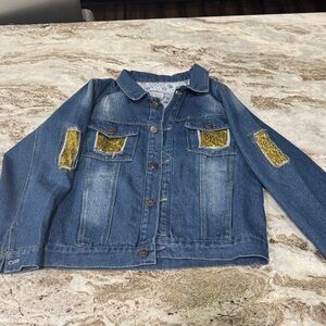 Girls Denim Jacket with sequin and stitching accents. In great condition!